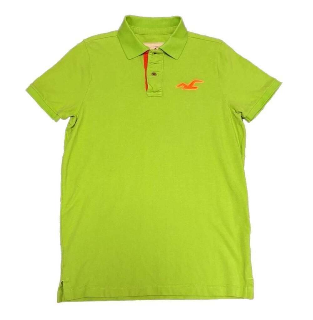Y2K Hollister Men's Lime Green Short Sleeve Polo Shirt Size Large St. Patty's